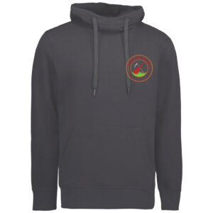 Niks aan de zeis - Grijze hoodie gekleurd logo - Voorkant